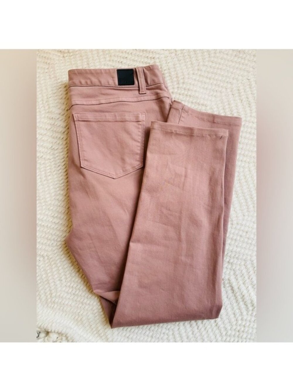 Ecru Dusty Pink Ankle Pants Women's Size 10/30 Stretch Cotton Blend Slim Fit